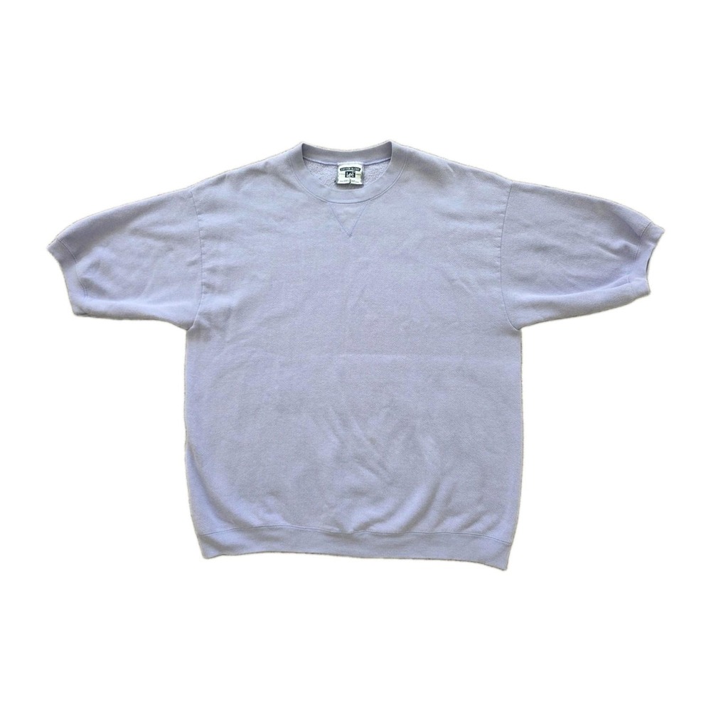 Vintage Lee Sweatshirt L Made USA Lavender Short Sleeve V Stitch 50/50